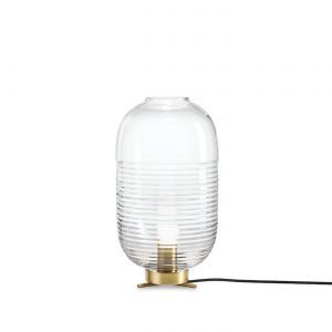 Lantern Table Lamp clear-light patina brass BOMMA