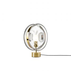 Orbital Table Lamp moon clear-polished brass BOMMA