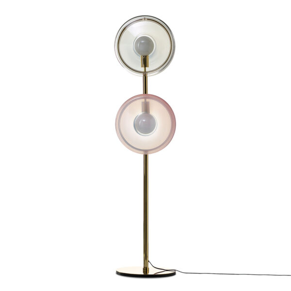 Orbital floor lamp venus pink-polaris white-brass fitting BOMMA