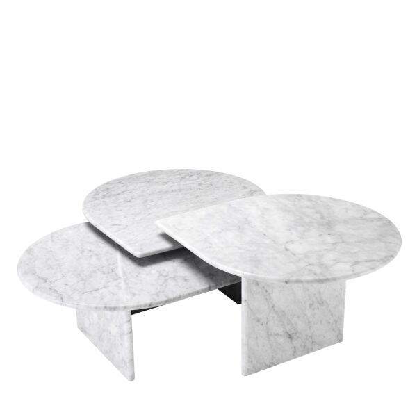 NAPLES COFFEE TABLE white carrera marble set of 3 EICHHOLTZ 113801