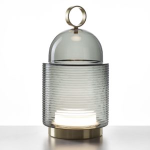 BROKIS DOME NOMAD LINES LARGE PC1288 Smoke grey Brass FLOOR-TABLE BATTERY LAMP