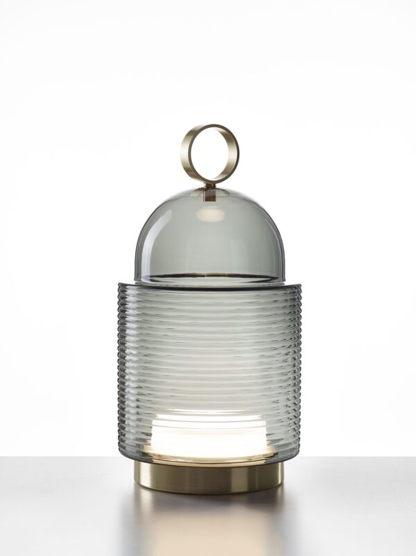 BROKIS DOME NOMAD LINES LARGE PC1288 Smoke grey Brass FLOOR-TABLE BATTERY LAMP