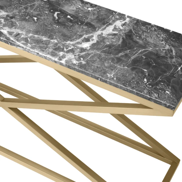 Console Table Criss Cross brushed brass finish grey marble Eichholtz-116729-41id