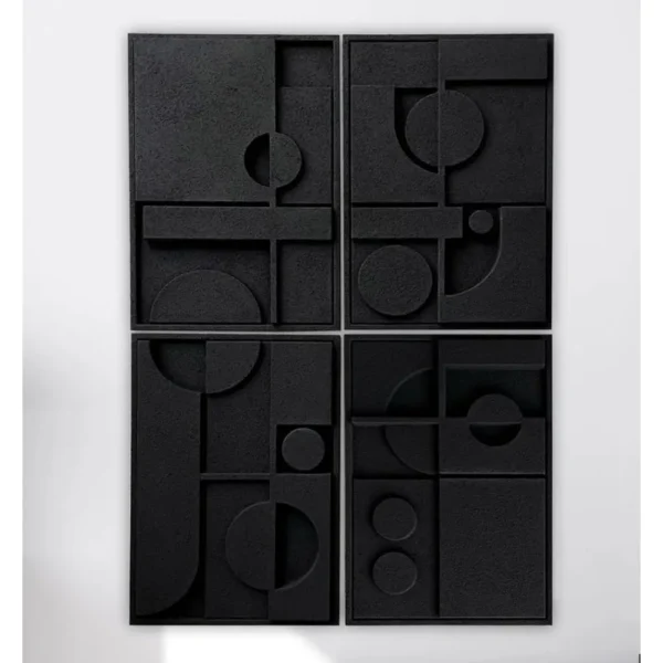 Shapes set of 4 Soft anthracite Ladnini wall relief