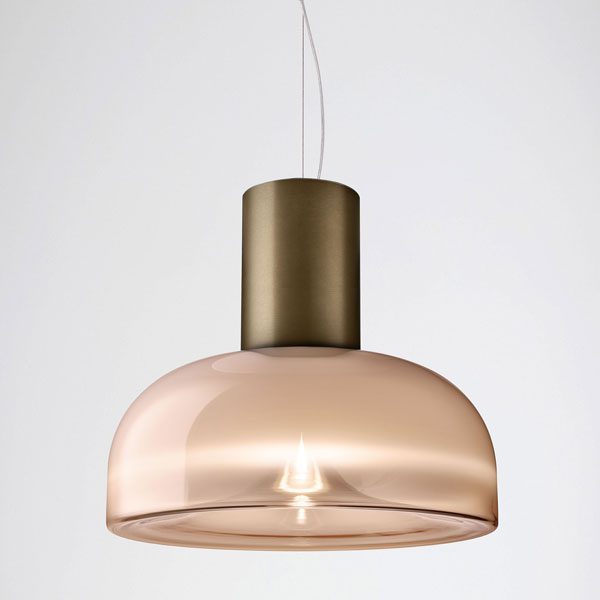 AELLA S 30 L Shaded Pink Bronze Pendant Lamp LEUCOS