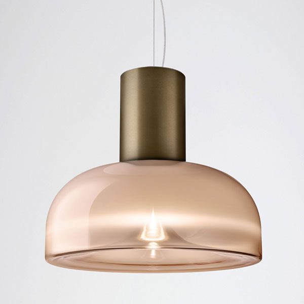 AELLA S 45 L Shaded Pink Bronze Pendant Lamp LEUCOS