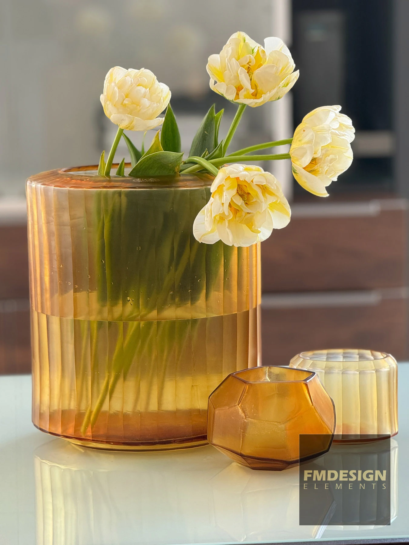 OMAR M TEALIGHT clear-gold Cubistic tealight gold GUAXS vase